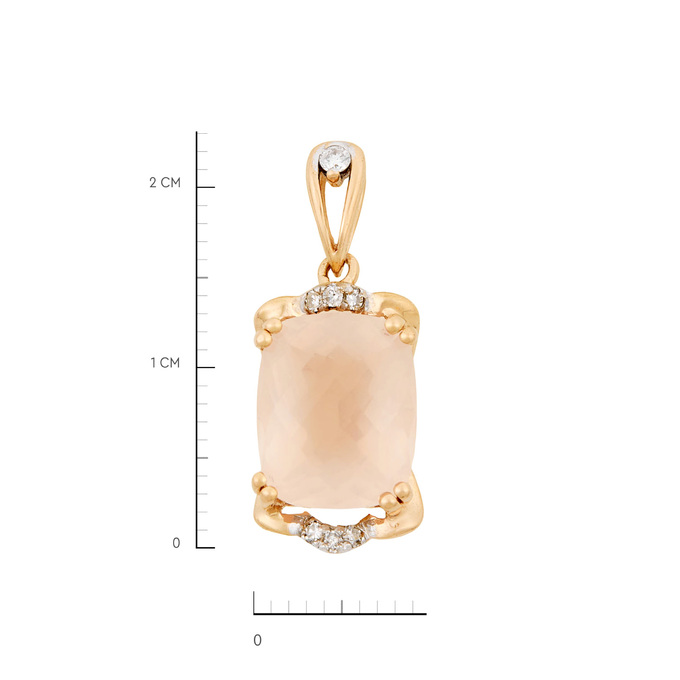 Подвеска из золота 585 пробы c розовым кварцем и бриллиантами, Л 2913 3551 за 27100