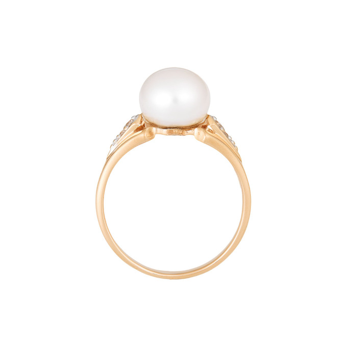 Кольцо из золота 585 пробы c культивированным жемчугом и фианитами, Л 0515 4131 за 34800