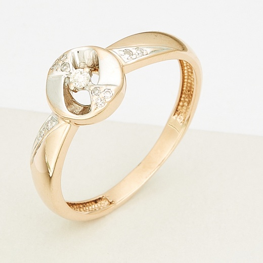 Кольцо из комбинированного золота 585 пробы c 11 бриллиантами Л32070918 фото 1