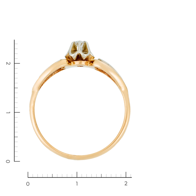 Кольцо из комбинированного золота 585 пробы c 3 бриллиантами