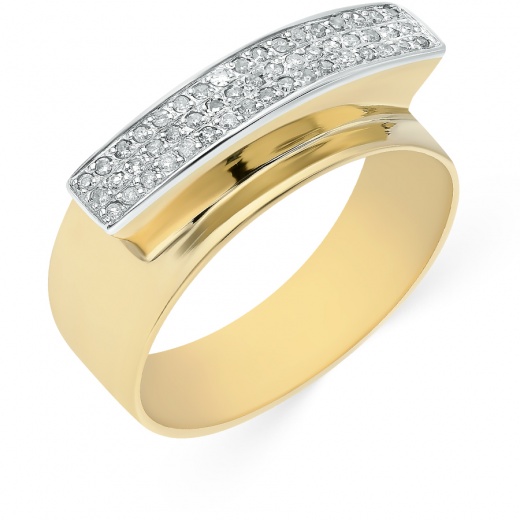 Кольцо из комбинированного золота 585 пробы c 51 бриллиантами