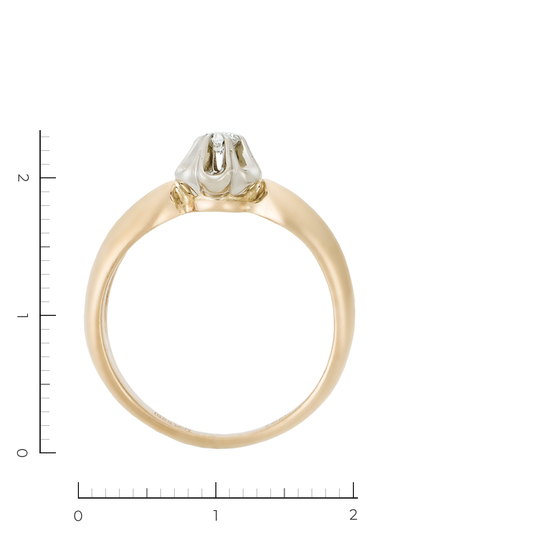 Кольцо из комбинированного золота 585 пробы c 1 бриллиантом, Л43059778 за 22750