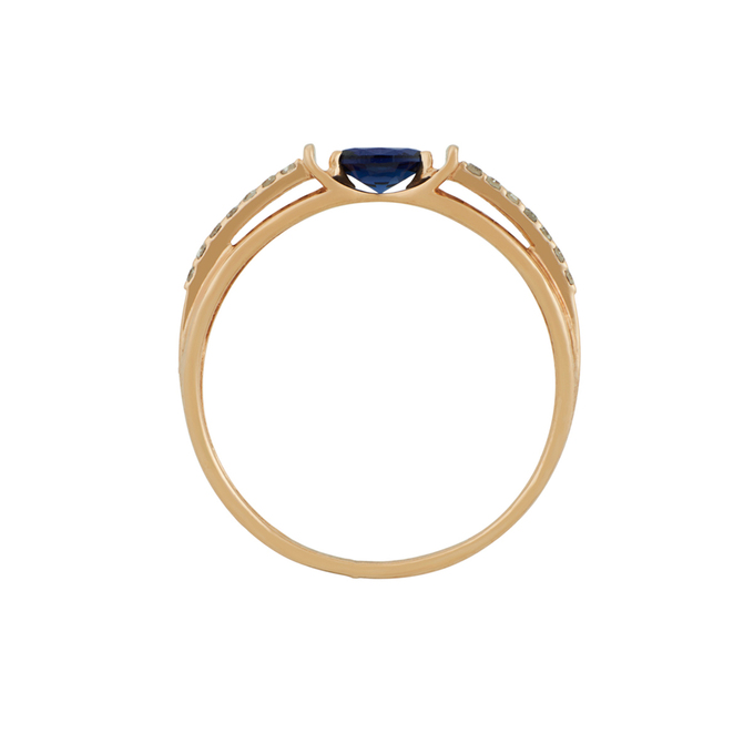 Кольцо из золота 375 пробы c бриллиантами и синтетическим сапфиром, Л 4807 8472 за 11120