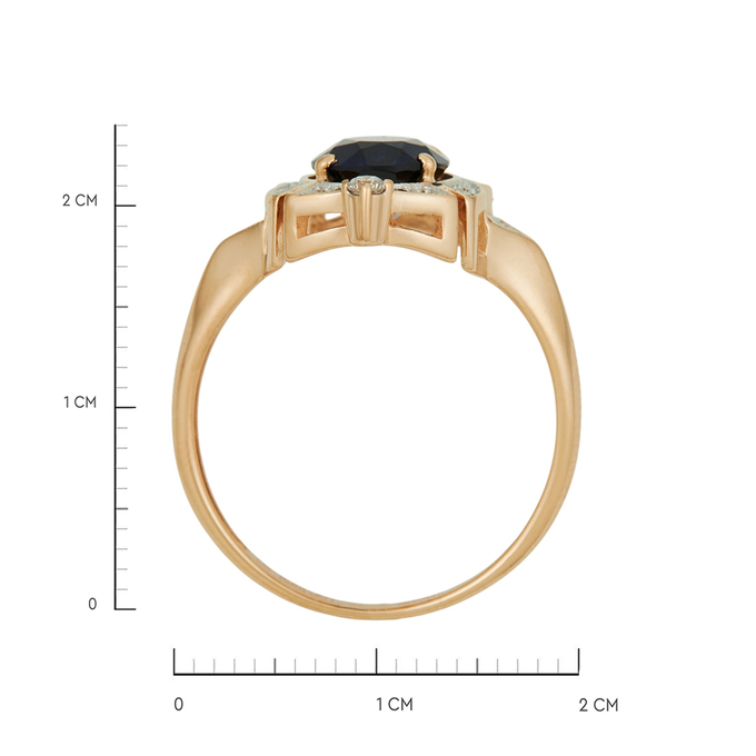 Кольцо из золота 585 пробы c бриллиантами и синтетическим сапфиром, Л 3706 4518 за 54400