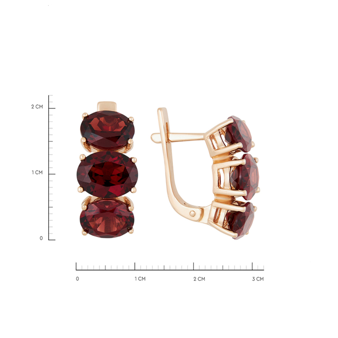 Серьги из золота 585 пробы c гранатами, Л 7303 0706 за 74560