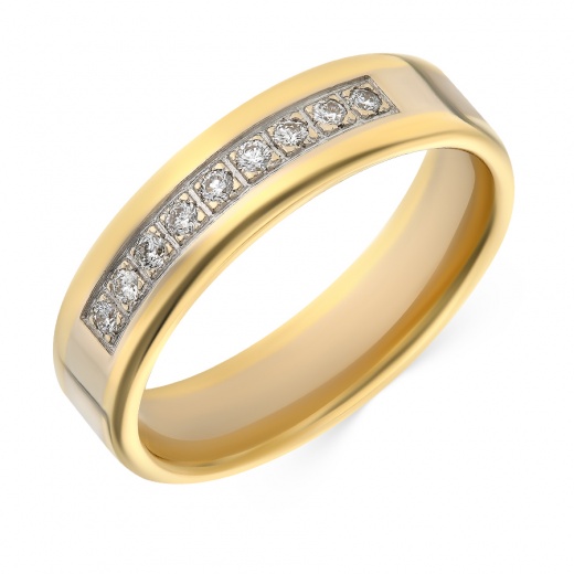 Кольцо из желтого золота 585 пробы c 9 бриллиантами 021415 фото 1