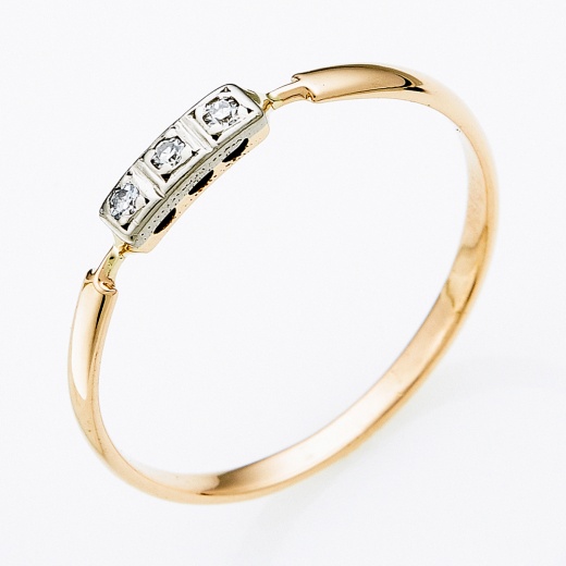 Кольцо из комбинированного золота 583 пробы c 3 бриллиантами Л40008966 фото 1