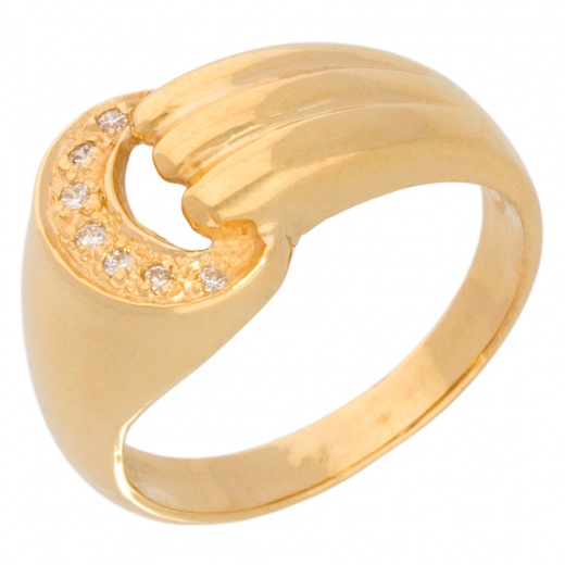 Кольцо из желтого золота 750 пробы c фианитами 008724 фото 1