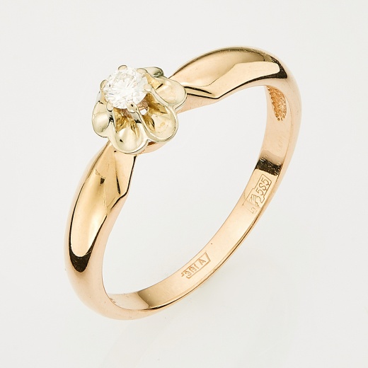 Кольцо из комбинированного золота 585 пробы c 1 бриллиантом Л73003194 фото 1