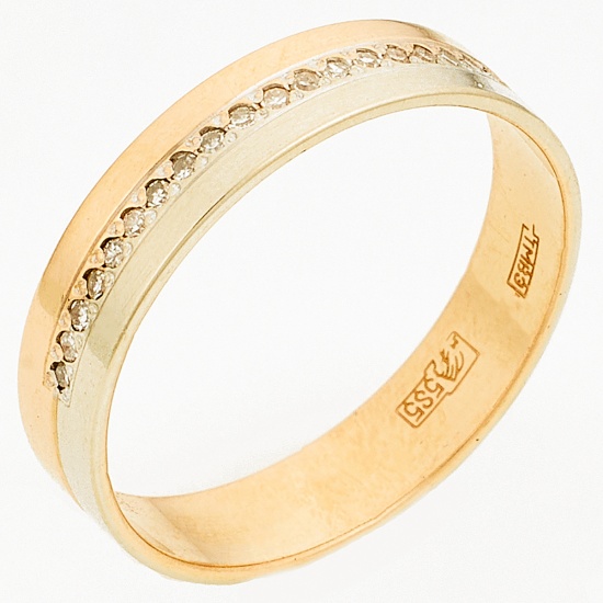 Кольцо из комбинированного золота 585 пробы c 19 бриллиантами, Л64014744 за 7750