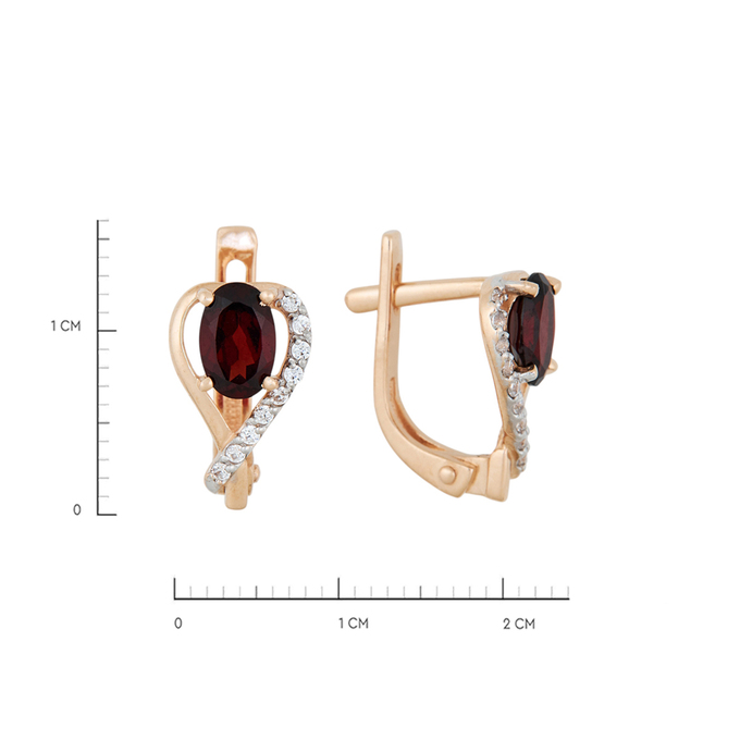 Серьги из золота 585 пробы c гранатами и фианитами, Л 1911 6152 за 20960