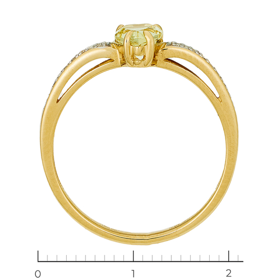 Кольцо из желтого золота 585 пробы c 22 бриллиантами и 1 цитрином, Л76009156 за 12950