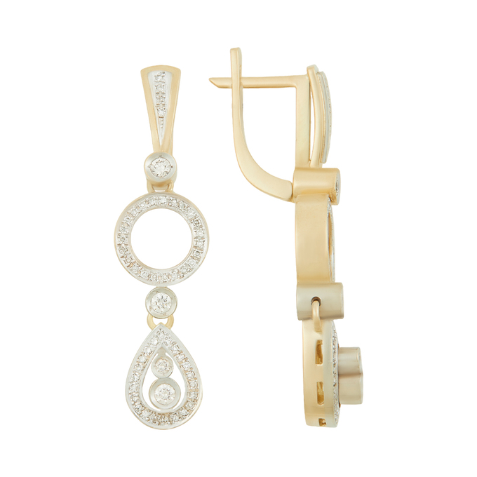 Серьги из золота 585 пробы c бриллиантами