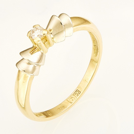 Кольцо из комбинированного золота 750 пробы c 1 бриллиантом 125066 фото 1
