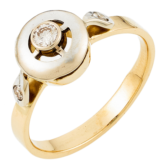 Кольцо из комбинированного золота 750 пробы c 3 бриллиантами, Л23155833 за 29940