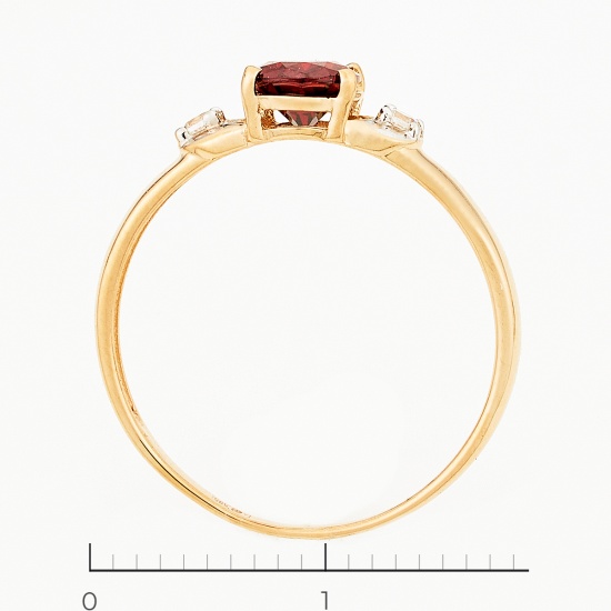 Кольцо из красного золота 585 пробы c 1 камнем синтетическим и фианитами, Л12078247 за 5950