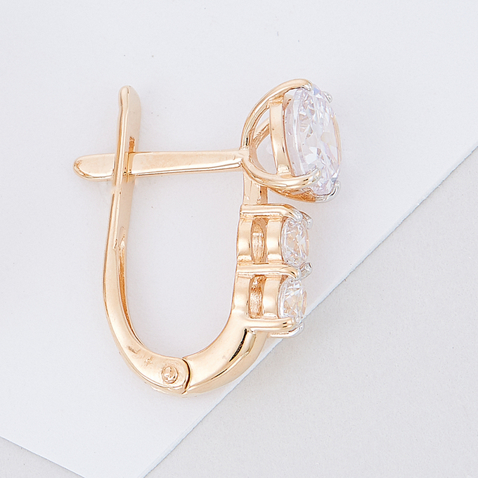 Серьги из золота 585 пробы c фианитами