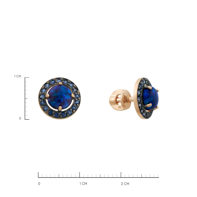 Серьги из золота 585 пробы c синтетическими опалами и синтетическими камнями, Л 5104 2208 за 27200