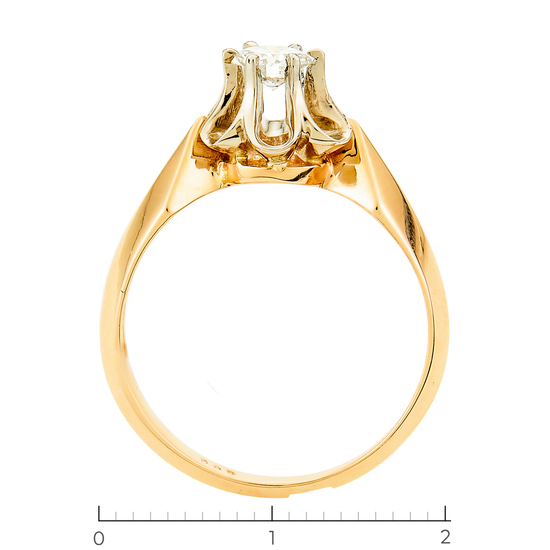 Кольцо из комбинированного золота 585 пробы c 1 бриллиантом, Л29106272 за 43715