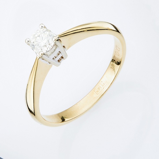 Кольцо из комбинированного золота 585 пробы c 1 бриллиантом, Л43047730 за 31000