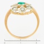 Кольцо из комбинированного золота 585 пробы c 6 бриллиантами и 1 изумрудом Л22106884 фото 4