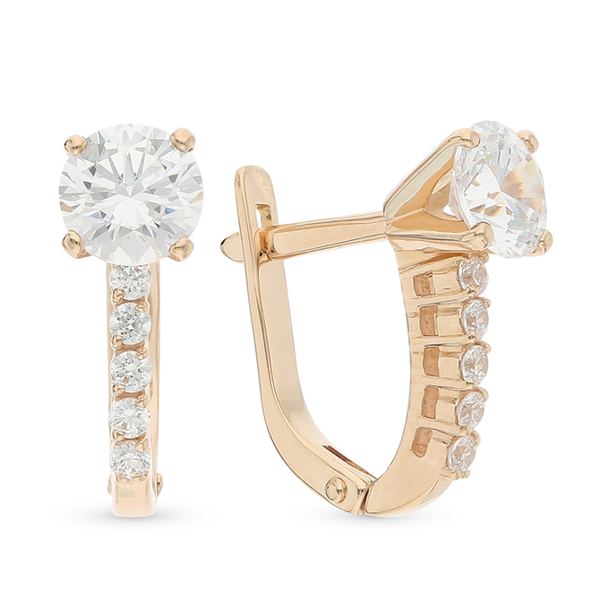 Серьги из золота 585 пробы c фианитами