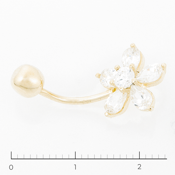 Пирсинг золото, 585, 1 к.,1,69 гр. (чистый вес 1,339 гр.) со следами износа; 6 Синт. камень Бесцветный