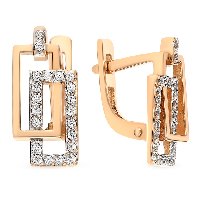 Серьги из золота 585 пробы c фианитами