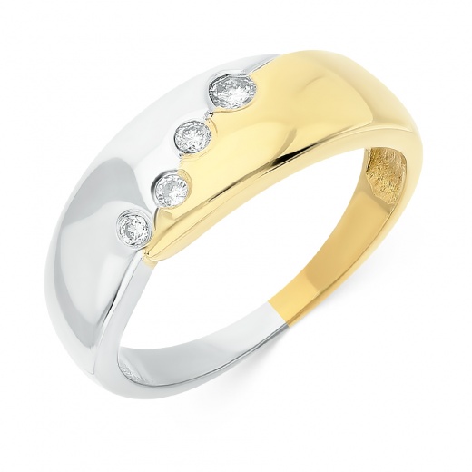 Кольцо из комбинированного золота 750 пробы c 4 бриллиантами 084993 фото 1