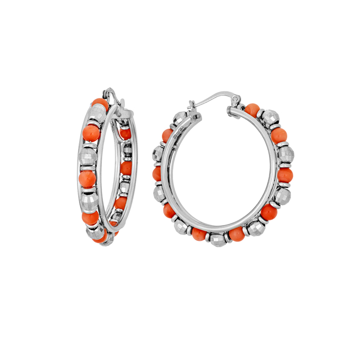 Серьги из золота 585 пробы c кораллами