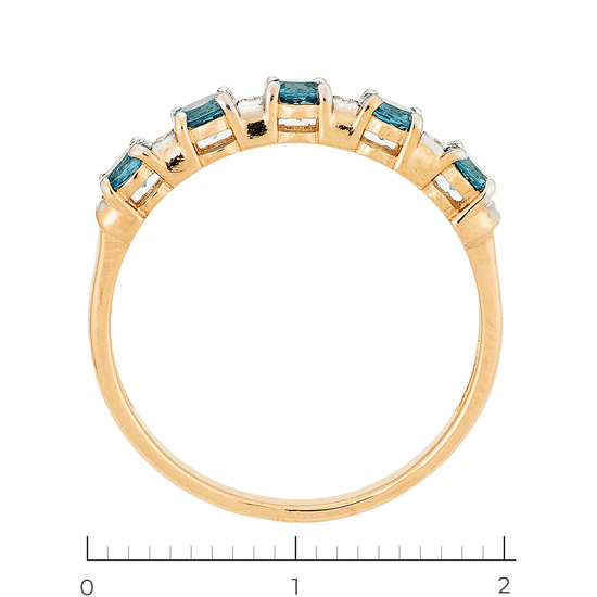 Кольцо из комбинированного золота 585 пробы c фианитами и камнями синтетическими, Л22117121 за 12480