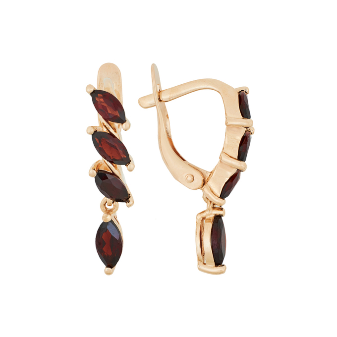 Серьги из золота 585 пробы c гранатами, Л 2414 9528 за 28240