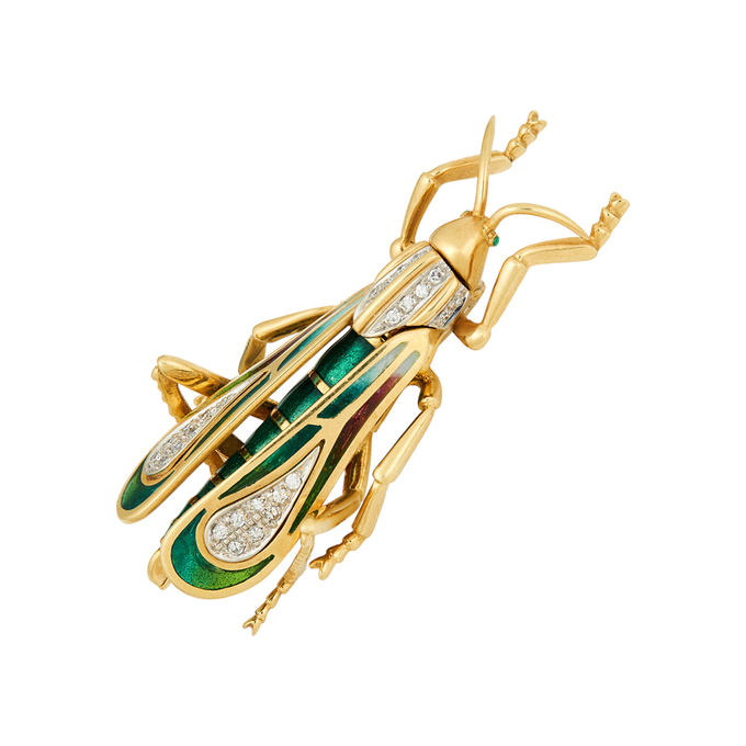 Брошь из золота 750 пробы c бриллиантами и эмалью, Л 2811 7490 за 295000