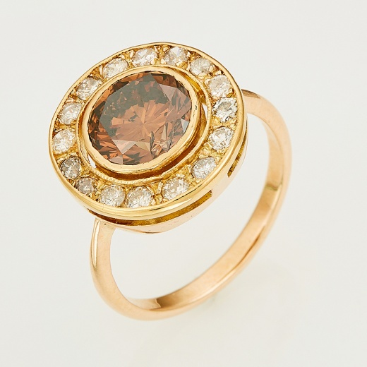 Кольцо из красного золота 585 пробы c 17 бриллиантами 124432 фото 1
