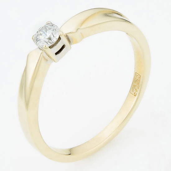 Кольцо из комбинированного золота 585 пробы c 1 бриллиантом, Л30126238 за 18750