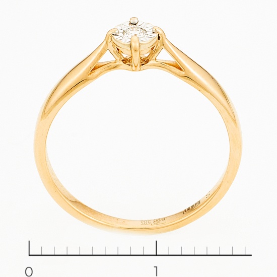 Кольцо из комбинированного золота 585 пробы c 1 бриллиантом, Л06156144 за 7200