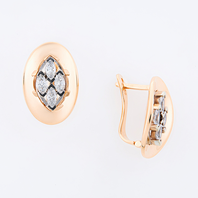 Серьги из золота 585 пробы c фианитами