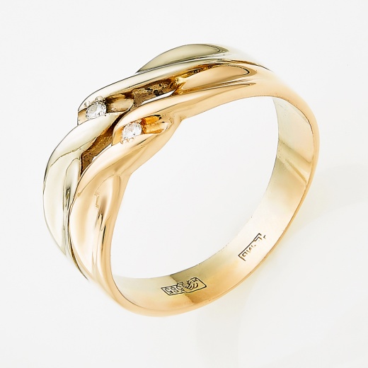 Кольцо из комбинированного золота 585 пробы c 2 бриллиантами Л23147205 фото 1