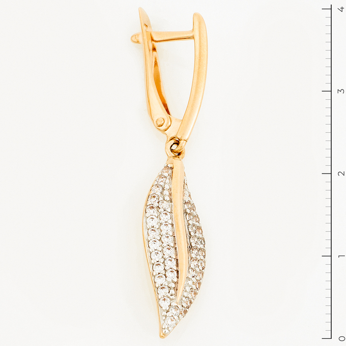 Серьги из красного золота 585 пробы c фианитами