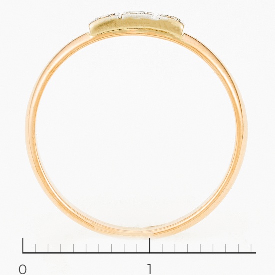 Кольцо из комбинированного золота 585 пробы c 3 бриллиантами, Л19100629 за 8100