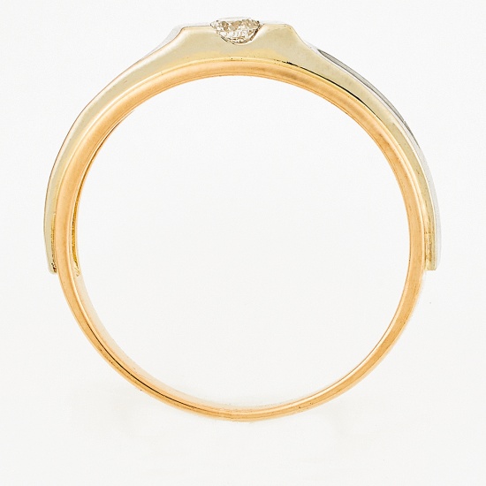 Кольцо из комбинированного золота 585 пробы c 1 бриллиантом, Л29119101 за 8750
