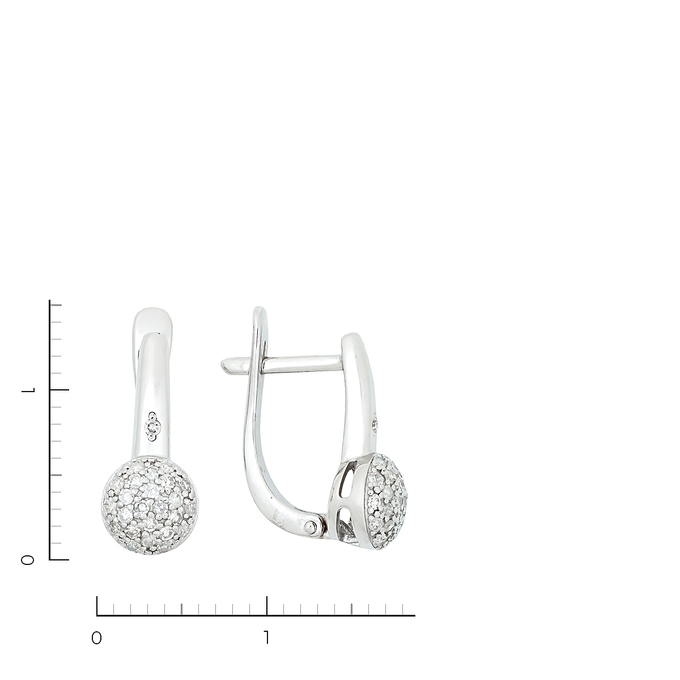 Серьги из золота 585 пробы c 50 бриллиантами