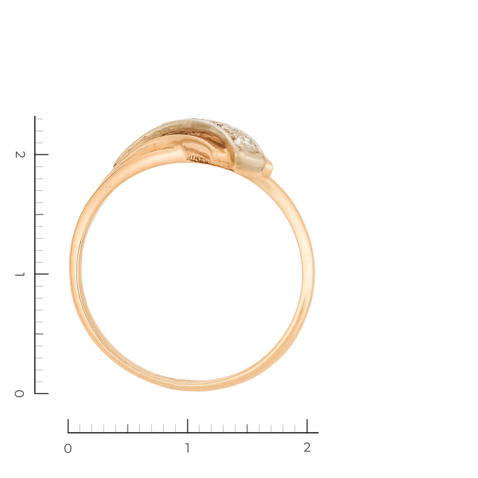 Кольцо из комбинированного золота 585 пробы c 5 бриллиантами
