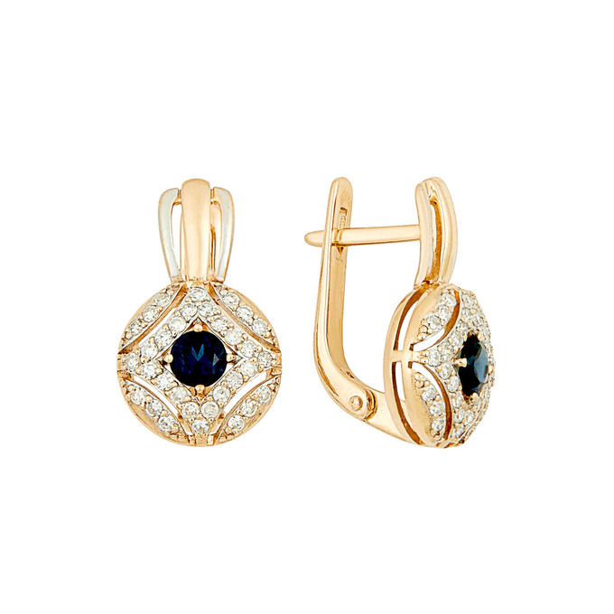 Серьги из золота 585 пробы с сапфирами и бриллиантами, Л 0514 2407 за 51500