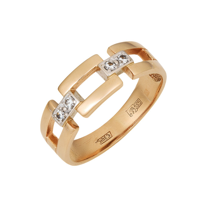 Кольцо из золота 585 пробы c бриллиантами