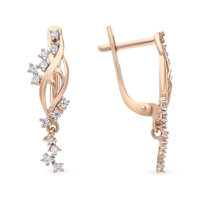 Серьги из золота 585 пробы c фианитами