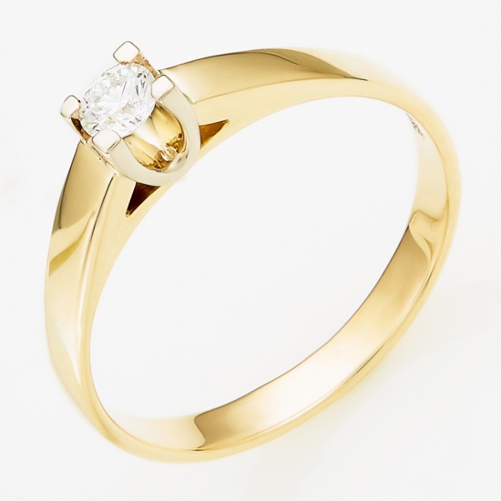 Кольцо из комбинированного золота 585 пробы c 1 бриллиантом, Л28057544 за 20940