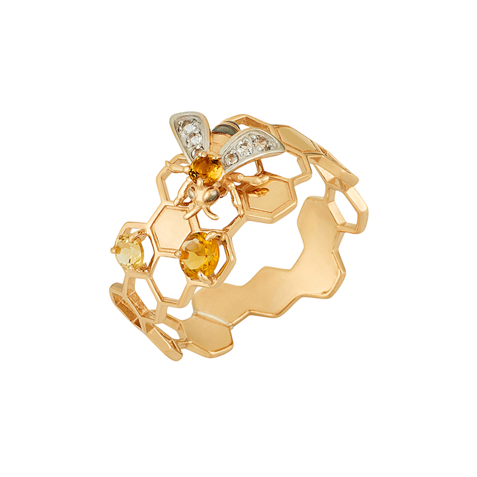 Кольцо из золота 585 пробы c цитринами и топазами, Л 5804 6118 за 33600