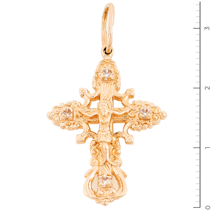 Подвеска из красного золота 585 пробы c фианитами