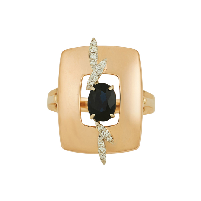 Кольцо из золота 585 пробы c сапфиром и бриллиантами, Л 3309 7018 за 59600